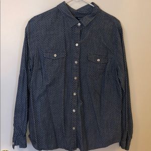 Polka Dot Denim Button Up